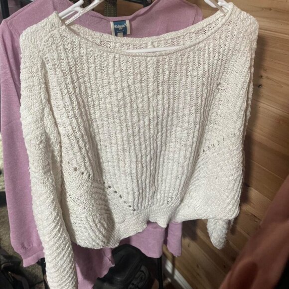 Anthropology White Cropped Knit Sweater - Picture 3 of 5